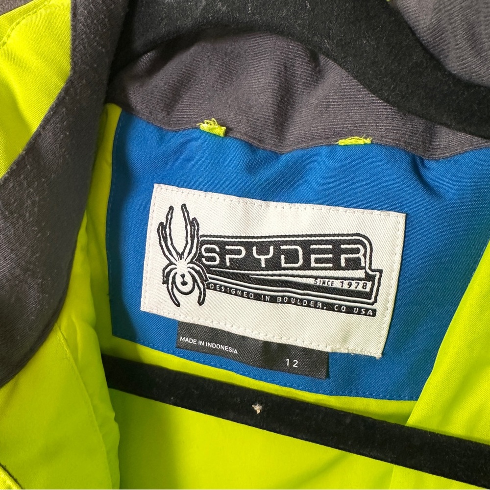 Spyder Boys Challenger Ski Jacket Sharp Lime Size 12 Insulated Winter Coat - Picture 6 of 17